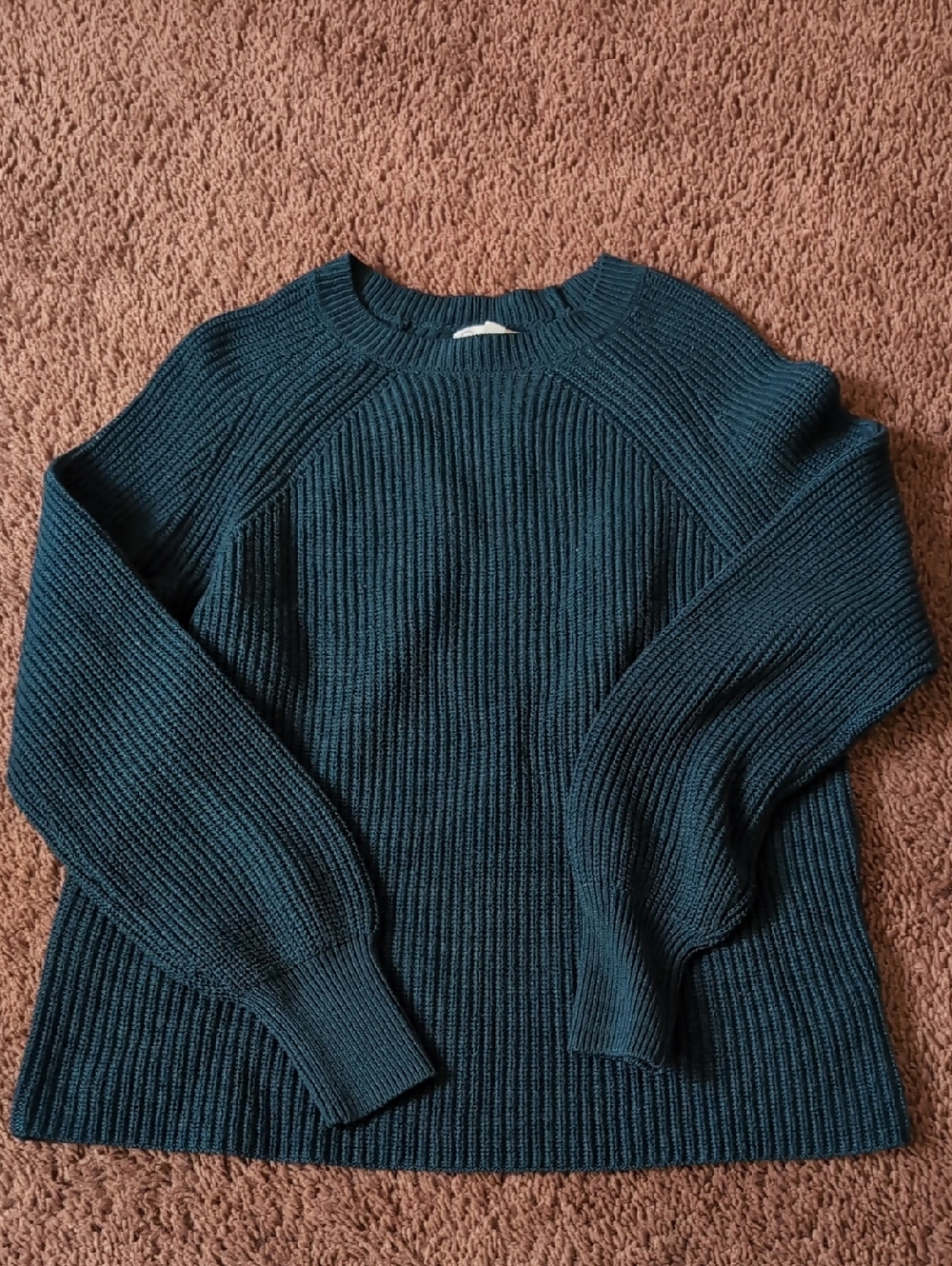 Jessica Simpson Deep Teal Ribbed Crewneck Sweater